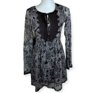 FRANCESCA'S MI AMI BLACK & WHITE BOHO INSPIRED DRESS SZ.XS EUC.
